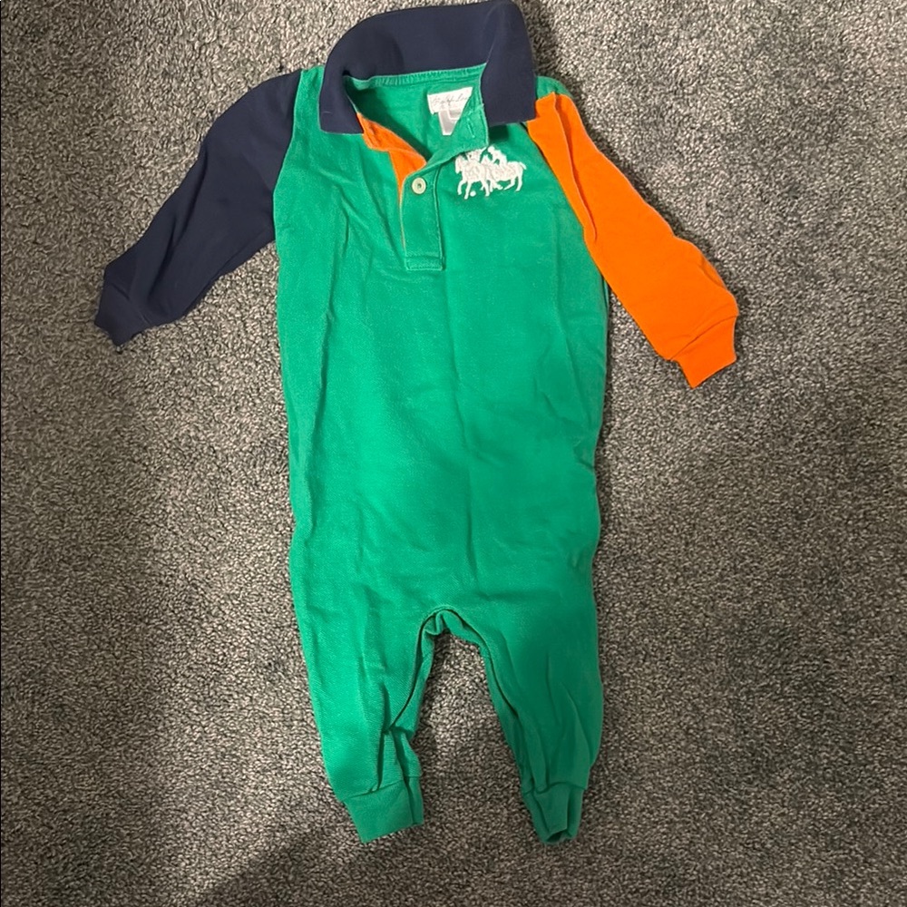 Ralph Lauren Green and Orange Baby Romper